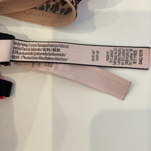 Victoria’s Secret Push Up Bra Leopard Print Floral EUC Sz 34C Sexy Everyday Wear - Picture 5 of 7